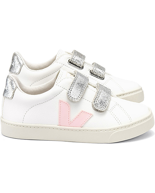 Veja Sneakers Esplar Velcro - Extra White Petale Silver - Stile Tecnologia e Animo Green Sneakers