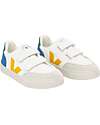 Veja Sneakers Small V-12 Velcro Pelle Priva di Cromo - Extra White Multicolor Indigo Sneakers
