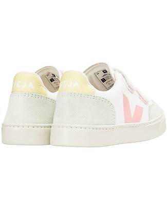 Veja Sneakers Small V-12 Velcro Pelle Priva di Cromo - Extra White Multicolor Jade Sneakers