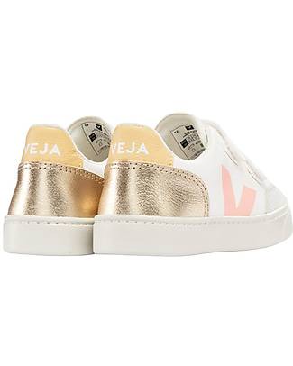 Veja Sneakers Small V-12 Velcro Pelle Priva di Cromo - Extra White Multicolor Platine Sneakers