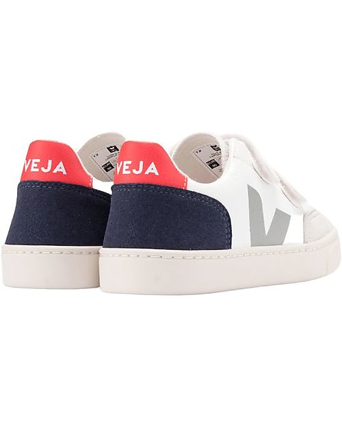 Veja Sneakers Small V-12 Velcro Pelle Priva di Cromo - Extra White Nautico Pekin Sneakers