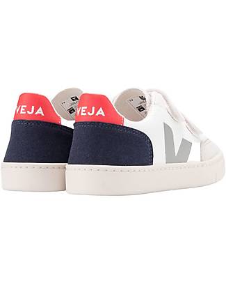 Veja Sneakers Small V-12 Velcro Pelle Priva di Cromo - Extra White Nautico Pekin Sneakers