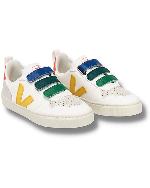 Veja Sneakers V-10 Velcro Chromefree Leather - Multico ExtraWhite Ouro - Stile e Tecnologia con Animo Green Sneakers