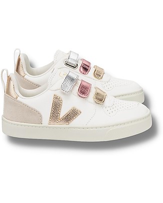 Veja Sneakers V-10 Velcro Chromefree Leather - Shiny ExtraWhite Multico - Stile e Tecnologia con Animo Green Scarpe_