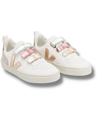 Veja Sneakers V-10 Velcro Chromefree Leather - Shiny ExtraWhite Multico - Stile e Tecnologia con Animo Green Scarpe_