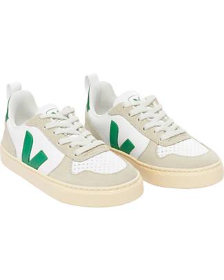 Veja Sneakers V-10 Velcro Pelle Priva di Cromo - Multico ExtraWhite Emeraude Almond - Stile e Tecnologia con Animo Green Sneakers