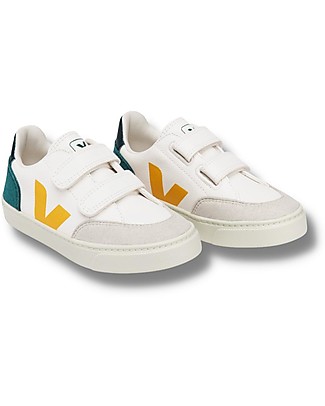 Veja Sneakers V-12 Velcro Chromefree Leather - ExtraWhite Multico Brittany - Stile e Tecnologia con Animo Green Scarpe_