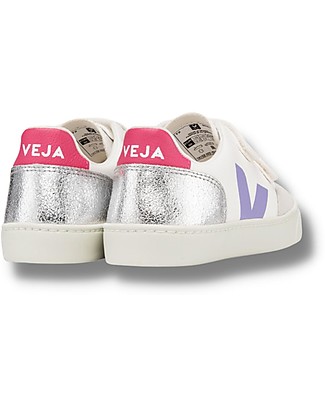 Veja Sneakers V-12 Velcro Chromefree Leather - ExtraWhite Multico Silver - Stile e Tecnologia con Animo Green Scarpe_