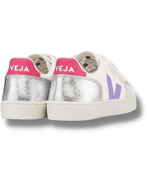 Veja Sneakers V-12 Velcro Chromefree Leather - ExtraWhite Multico Silver - Stile e Tecnologia con Animo Green Sneakers