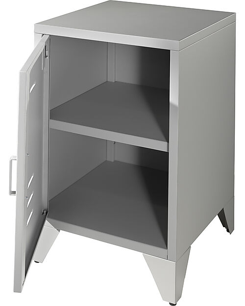 Vipack Comodino Bronxx - Grigio Opaco - 40 x 40 x 60,5 cm - in Metallo Comodini