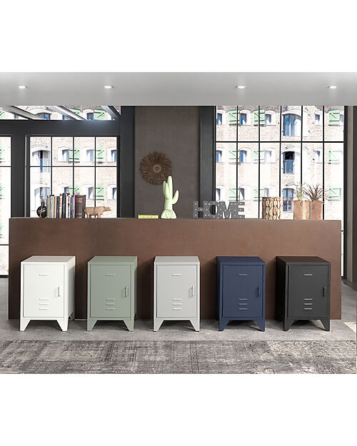 Vipack Comodino Bronxx - Verde Oliva Opaco - 40 x 40 x 60,5 cm - in Metallo Comodini