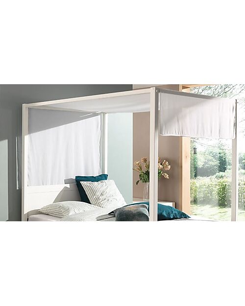 Vipack Letto a Baldacchino - Bianco - 140 x 200 cm - Pino Scandinavo - con Doghe Incluse Letti Singoli
