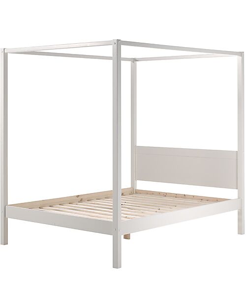 Vipack Letto a Baldacchino - Bianco - 140 x 200 cm - Pino Scandinavo - con Doghe Incluse Letti Singoli