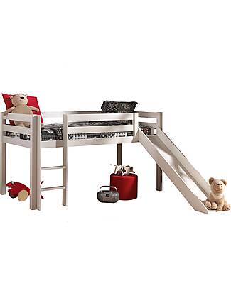 Oliver Furniture Letto a Soppalco linea Wood, Bianco, 90x200 cm - Struttura  modulare e trasformabile unisex (bambini)