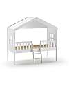 Vipack Letto Casetta Housebed - Bianco - 90 x 200 cm - con Scaletta - Pino Massiccio e MDF - con Doghe Incluse Letti Singoli