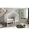 Vipack Letto Casetta Housebed - Bianco - 90 x 200 cm - con Scaletta - Pino Massiccio e MDF - con Doghe Incluse Letti Singoli