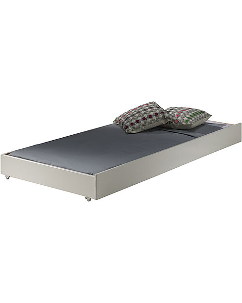 Vipack Letto con Rotelle Pino - Bianco - 90 x 195 cm - Legno Massello - con Doghe Incluse Letti Singoli