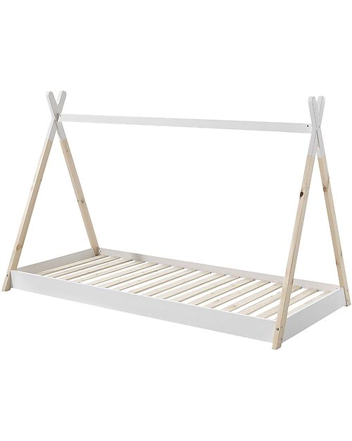 Vipack Letto Montessori Tipi Legno Massello di Pino - 90 x 200 cm - Doghe Incluse - Bianco Letti Montessoriani