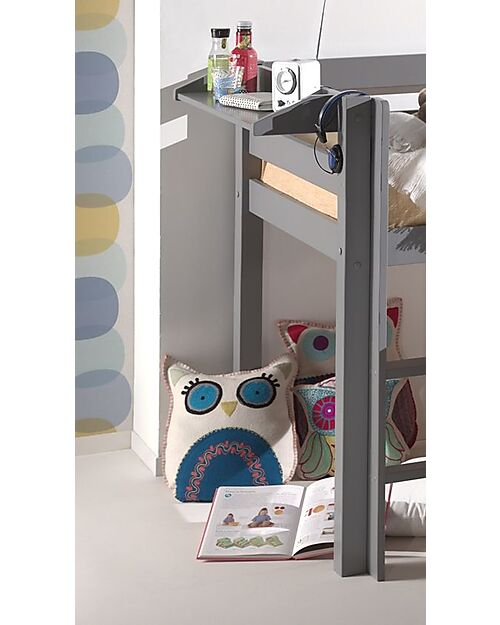 Vipack Mensola per Letto Pino - Grigio - 79 cm - Legno di Pino Scandinavo Letti Singoli