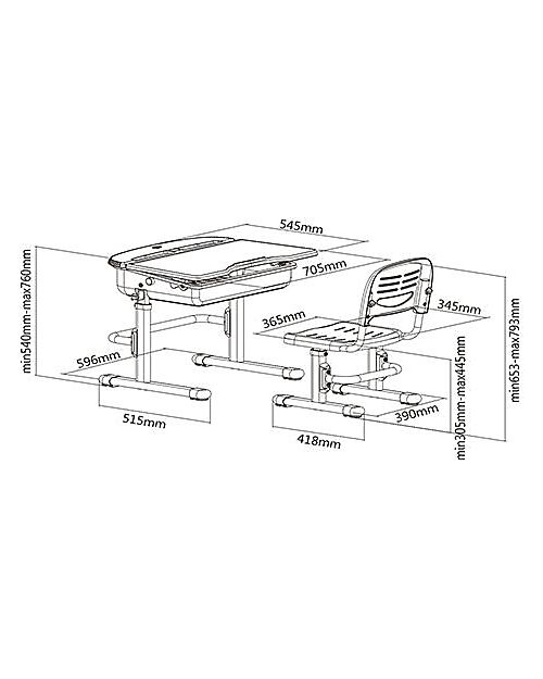 Vipack Scrivania + Sedia Comfortline - Rosa - Plastica e Metallo