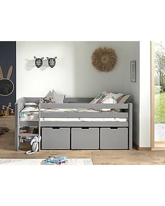 Vipack Set 3 Cassetti Pino - Grigio - 49,6 x 60 x 39,6 cm - MDF Letti Singoli