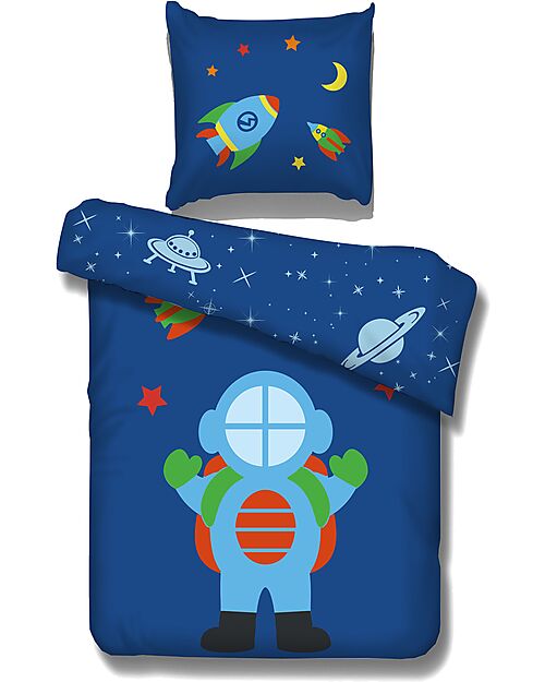 Vipack Set Copripiumino Letto - Astro - Blu - 140 x 235 cm - 100% Cotone Set Copripiumino