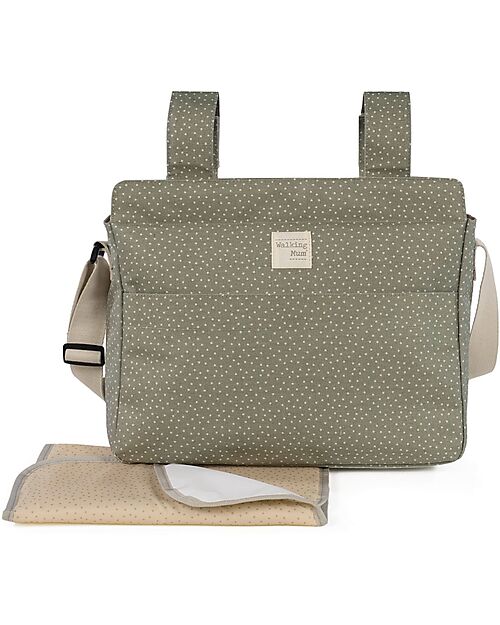 Walking Mum Borsa Fasciatoio per Passeggino - Poppy - Pois Muschio Borse Cambio