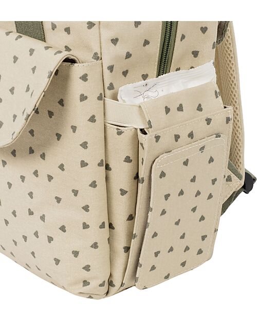 Walking Mum Borsa/Zaino Porta Pannolini - Poppy - Cuori Muschio Zaini Fasciatoio