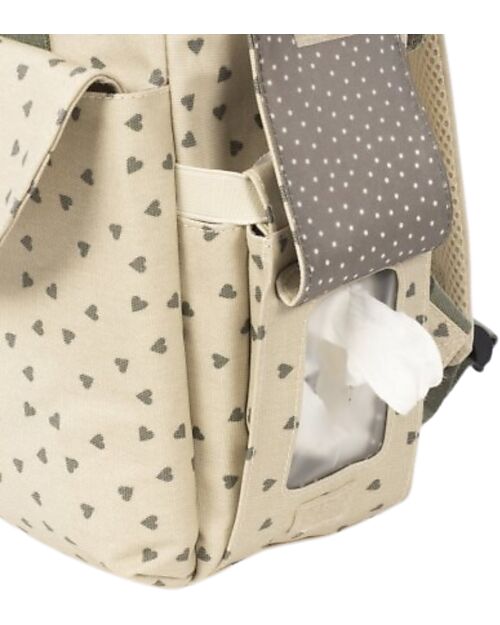 Walking Mum Borsa/Zaino Porta Pannolini - Poppy - Cuori Muschio Zaini Fasciatoio
