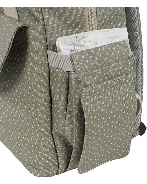 Walking Mum Borsa/Zaino Porta Pannolini Poppy Pois Muschio