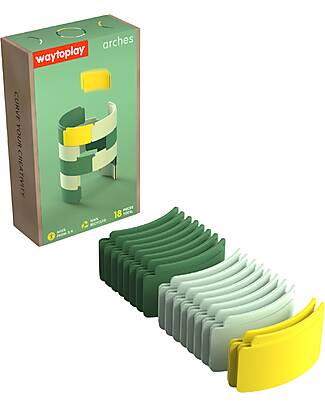 Waytoplay Arches - Set Creativo - 18 Pezzi - Plastica Riciclata - per Giochi Open-Ended - +3 anni Macchine e Trenini  in Legno
