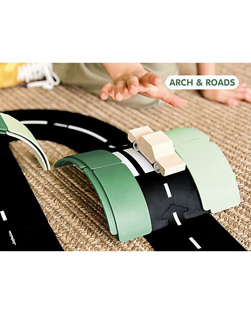 Waytoplay Arches - Set Creativo - 36 Pezzi - Plastica Riciclata - per Giochi Open-Ended Macchine e Trenini  in Legno