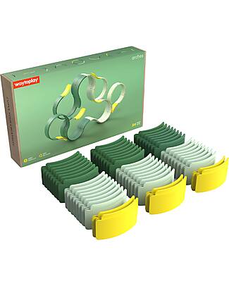 Waytoplay Arches - Set Creativo - 54 Pezzi - Plastica Riciclata - per Giochi Open-Ended Macchine e Trenini  in Legno
