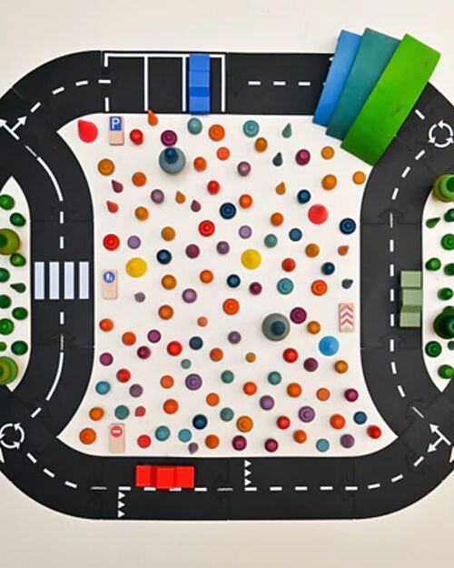 Waytoplay Pista Flessibile per Macchinine - Include 24 Pezzi e 1 Macchinina - Si Adatta ad Ogni Superficie! Macchine e Trenini  in Legno