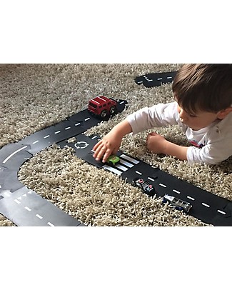 Waytoplay Pista flessibile per Macchinine Waytoplay, 40 pezzi - Si adatta a tutte le superfici! Kit Fai Da Te