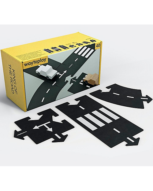 Waytoplay Pista flessibile per Macchinine Waytoplay, 40 pezzi - Si adatta a tutte le superfici! Macchine e Trenini  in Legno