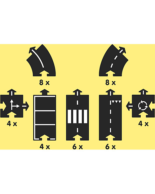 Waytoplay Pista flessibile per Macchinine Waytoplay, 40 pezzi - Si adatta a tutte le superfici! Macchine e Trenini  in Legno