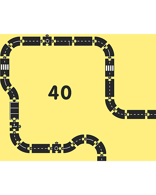 Waytoplay Pista flessibile per Macchinine Waytoplay, 40 pezzi - Si adatta a tutte le superfici! Macchine e Trenini  in Legno