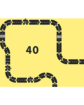 Waytoplay Pista flessibile per Macchinine Waytoplay, 40 pezzi - Si adatta a tutte le superfici! Macchine e Trenini  in Legno
