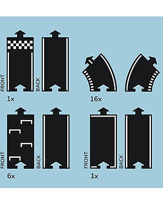 Waytoplay Pista flessibile per Macchinine Waytoplay,  Grand Prix, 24 pezzi - Si adatta a tutte le superfici! Macchine e Trenini  in Legno