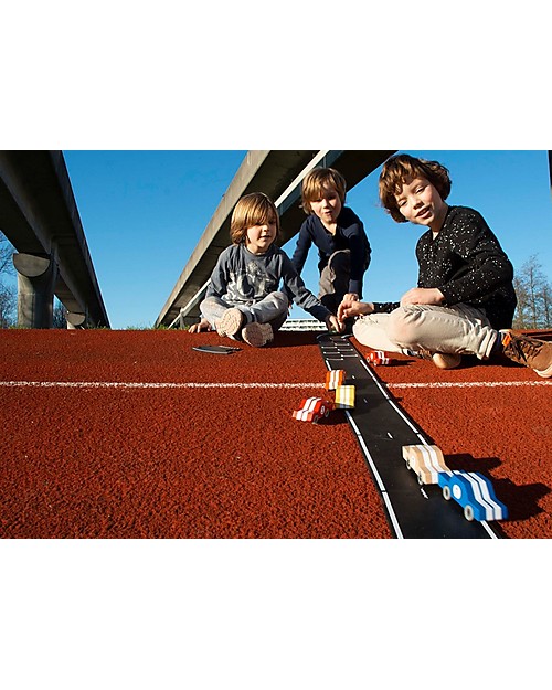 Waytoplay Pista flessibile per Macchinine Waytoplay,  Grand Prix, 24 pezzi - Si adatta a tutte le superfici! Macchine e Trenini  in Legno