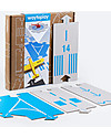 Waytoplay Pista per Atterraggio Waytoplay - RunWay - 14 Pezzi di Cartone Riciclato Macchine e Trenini  in Legno