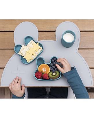 We Might Be Tiny Contenitore Coniglio Blu Carta di Zucchero Snackie 2 in 1 Porta Pranzo e Piatto - Senza BPA! Contenitori Latte e Snack