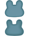 We Might Be Tiny Contenitore Coniglio Blu Carta di Zucchero Snackie 2 in 1 Porta Pranzo e Piatto -  Senza BPA! Contenitori Termici