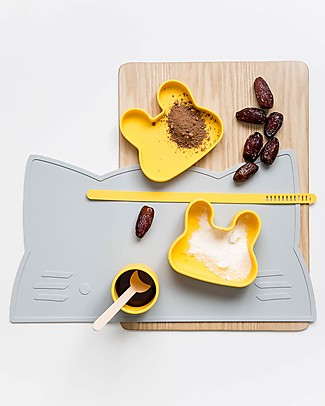 We Might Be Tiny Contenitore Coniglio Giallo Snackie 2 in 1 Porta Pranzo e Piatto - Senza BPA! Contenitori Latte e Snack