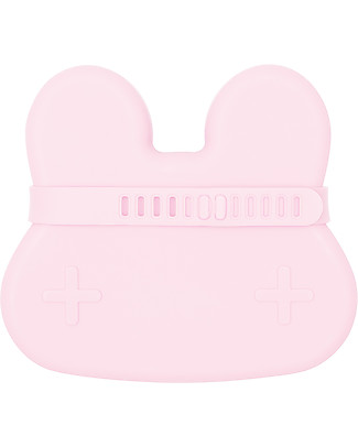 We Might Be Tiny Contenitore Coniglio Rosa Chiaro Snackie 2 in 1 Porta Pranzo e Piatto - Senza BPA! Contenitori Latte e Snack