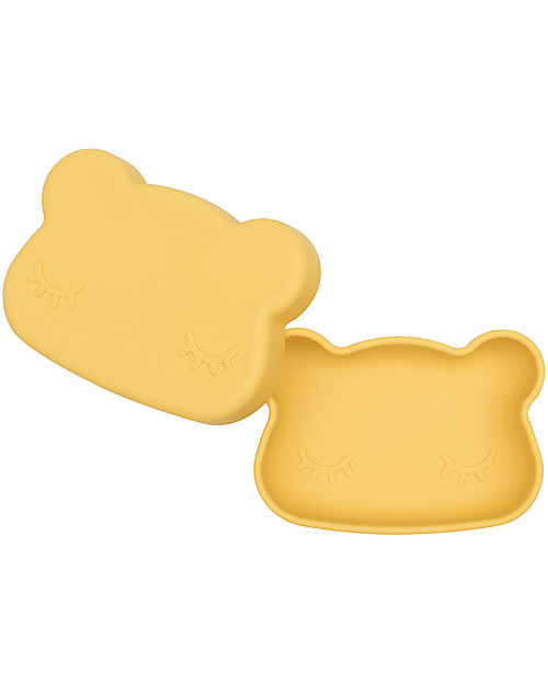 We Might Be Tiny Contenitore Orso Giallo Snackie 2 in 1 Porta Pranzo e Piatto -  Senza BPA! Contenitori Termici