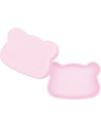We Might Be Tiny Contenitore Orso, Rosa Chiaro Snackie 2 in 1 Porta Pranzo e Piatto - Senza BPA! Contenitori Latte e Snack