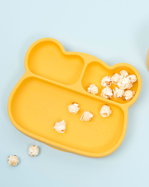 We Might Be Tiny Piatto Multiscomparto con Base Anti-scivolo Orso, Giallo - Senza BPA! Piatti e Scodelle