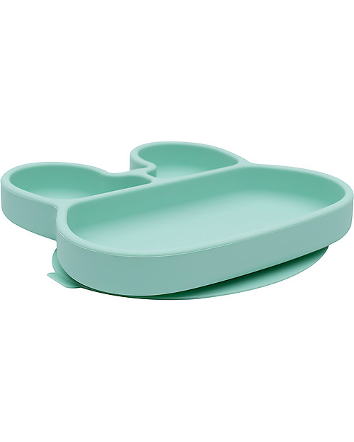 We Might Be Tiny Piatto Multiscomparto Coniglio, Verde Menta, con Base Anti-scivolo - Senza BPA! Piatti e Scodelle